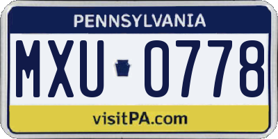 PA license plate MXU0778