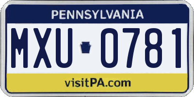 PA license plate MXU0781