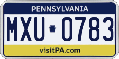 PA license plate MXU0783