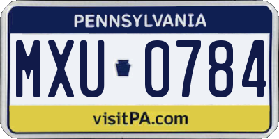 PA license plate MXU0784