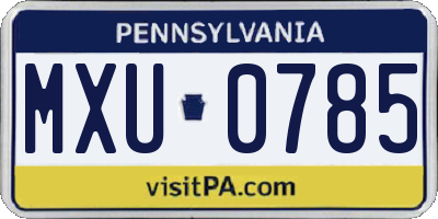 PA license plate MXU0785