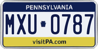 PA license plate MXU0787