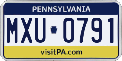 PA license plate MXU0791