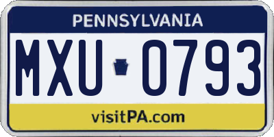PA license plate MXU0793