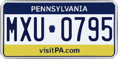 PA license plate MXU0795