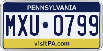 PA license plate MXU0799