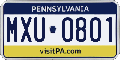 PA license plate MXU0801