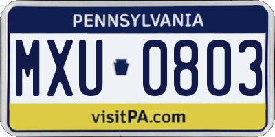 PA license plate MXU0803