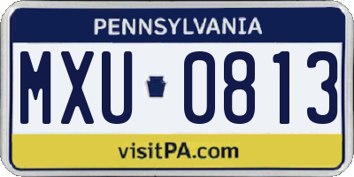 PA license plate MXU0813