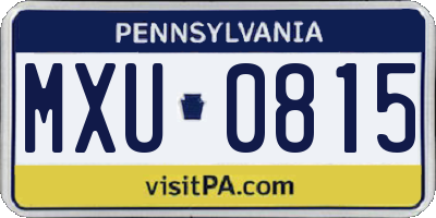 PA license plate MXU0815