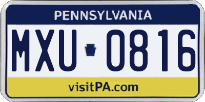 PA license plate MXU0816