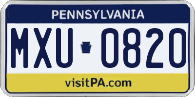 PA license plate MXU0820