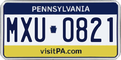 PA license plate MXU0821