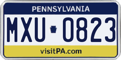 PA license plate MXU0823