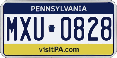 PA license plate MXU0828