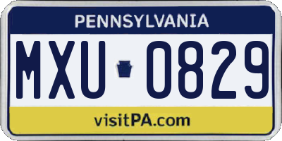PA license plate MXU0829