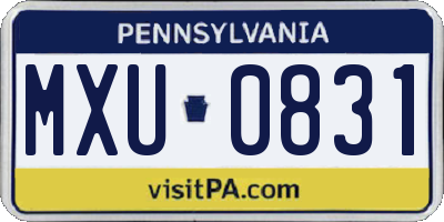 PA license plate MXU0831