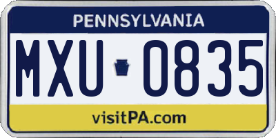 PA license plate MXU0835