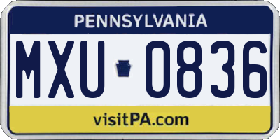 PA license plate MXU0836