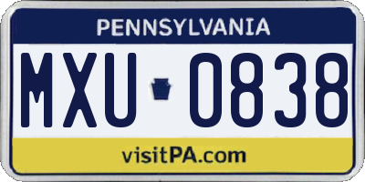 PA license plate MXU0838