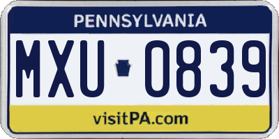PA license plate MXU0839