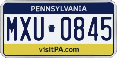 PA license plate MXU0845