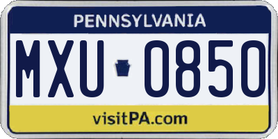 PA license plate MXU0850