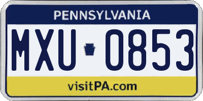 PA license plate MXU0853