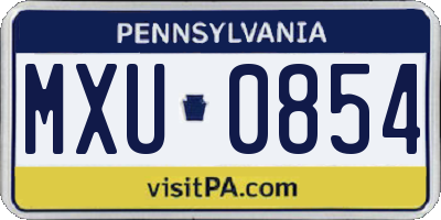 PA license plate MXU0854
