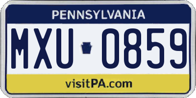 PA license plate MXU0859