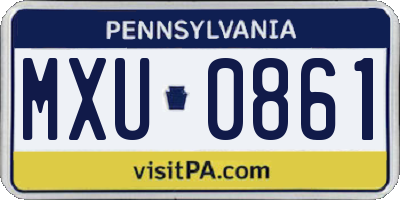 PA license plate MXU0861