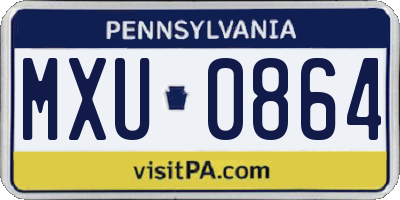 PA license plate MXU0864