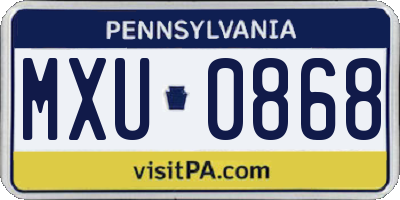 PA license plate MXU0868