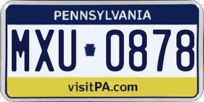 PA license plate MXU0878