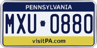PA license plate MXU0880
