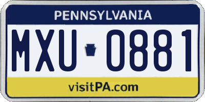 PA license plate MXU0881