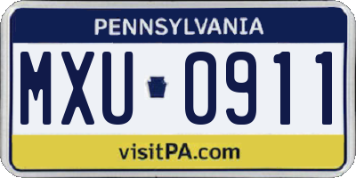 PA license plate MXU0911