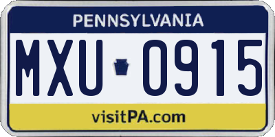 PA license plate MXU0915