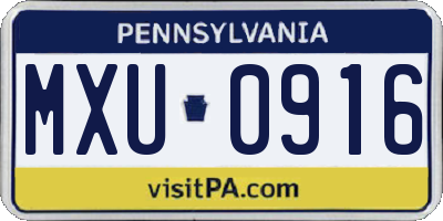 PA license plate MXU0916