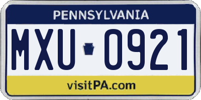 PA license plate MXU0921