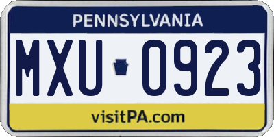 PA license plate MXU0923