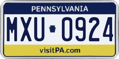 PA license plate MXU0924