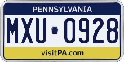 PA license plate MXU0928