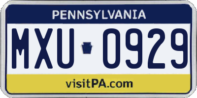 PA license plate MXU0929