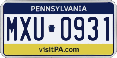 PA license plate MXU0931