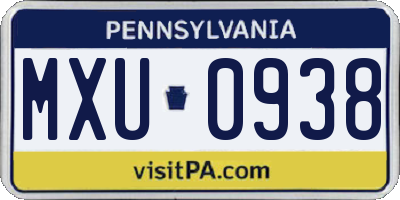 PA license plate MXU0938