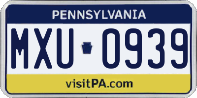 PA license plate MXU0939