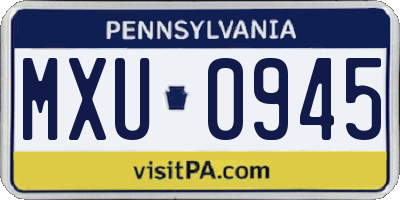 PA license plate MXU0945