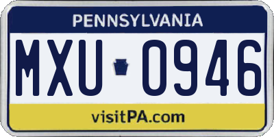 PA license plate MXU0946