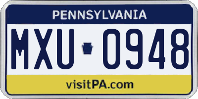 PA license plate MXU0948